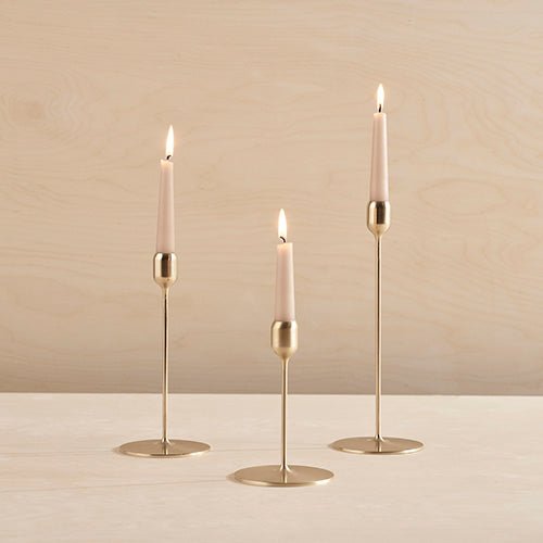 Flute solid brass candlestick, Brushed finish