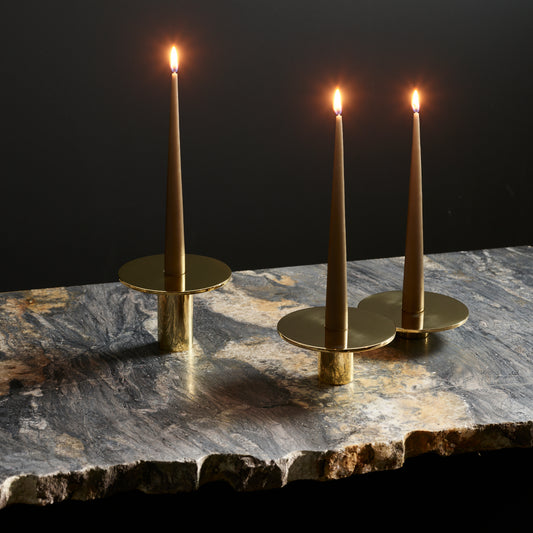 Eclipse brass candle holder, Polished finish