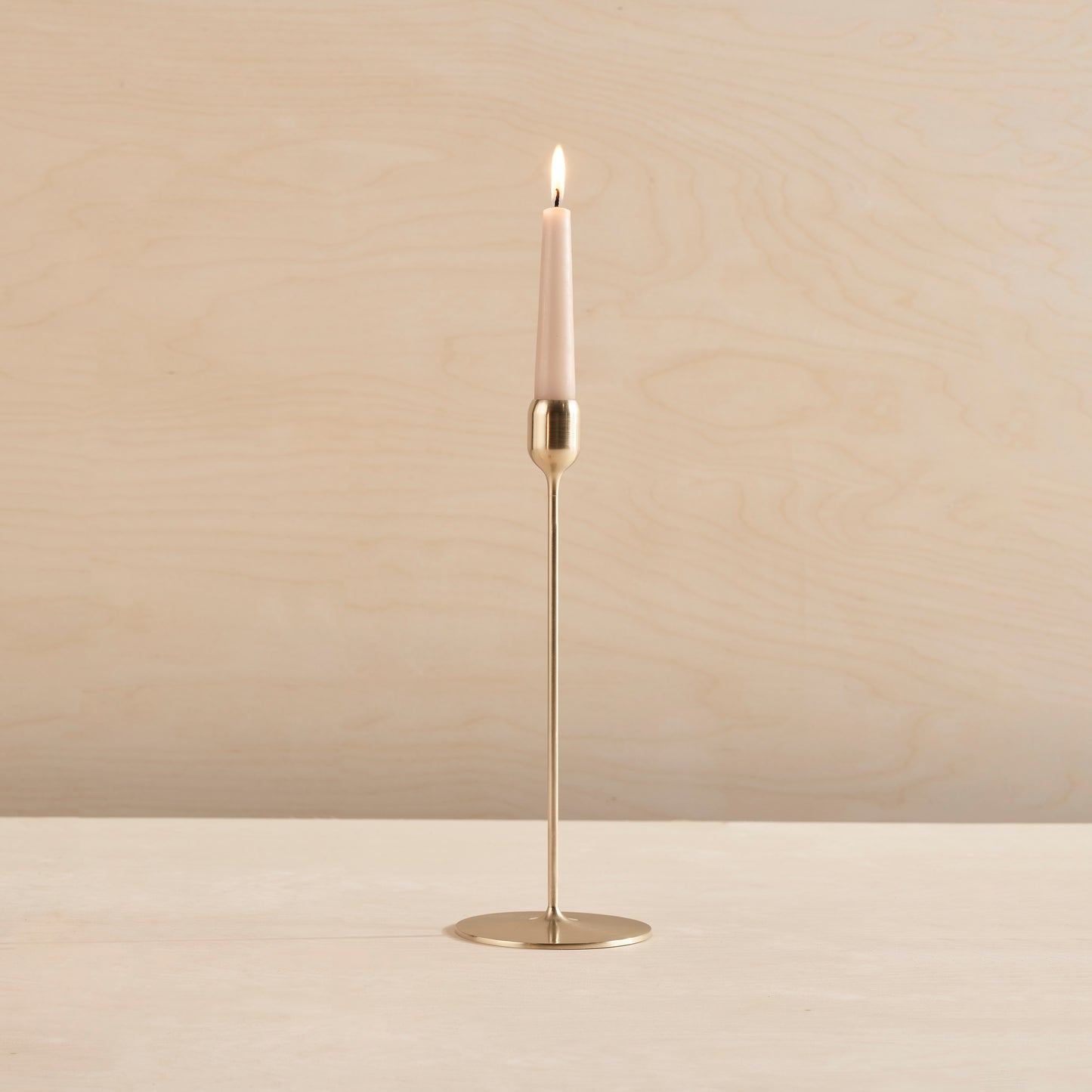 Flute solid brass candlestick, Brushed finish